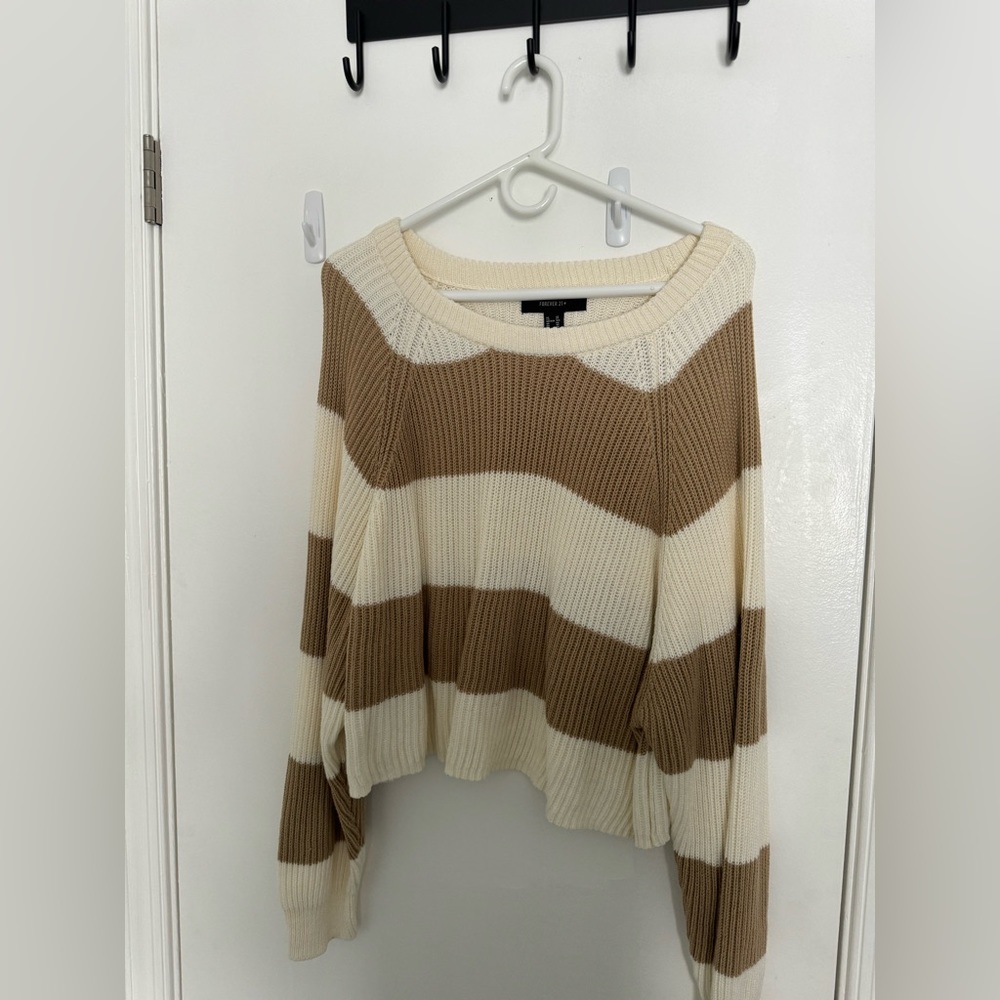 Cute Tan and Cream Striped Sweater